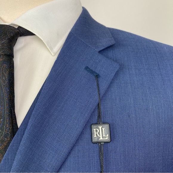 Lauren Ralph Lauren Men's 2-pc Blue Birdseye Classic-Fit Wool Jacket Vest 42R - Picture 3 of 11